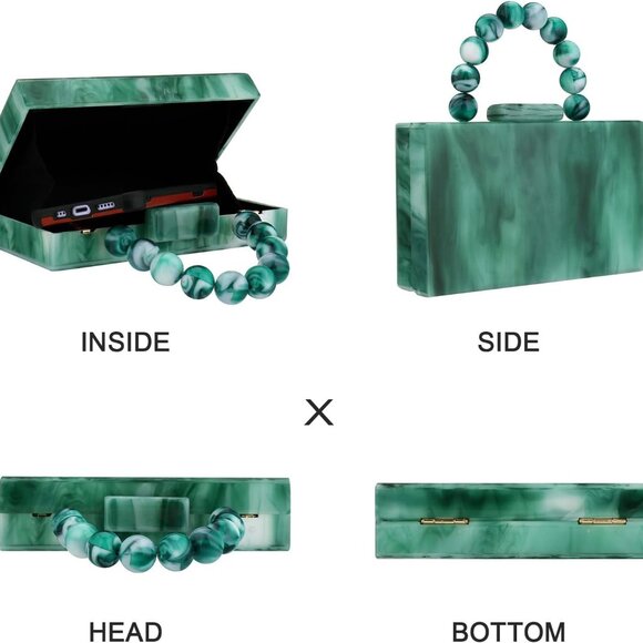 Acrylic Purses Evening Clutch Bag Marbling Handbags for Women Cross Body Bag wit - Picture 2 of 7